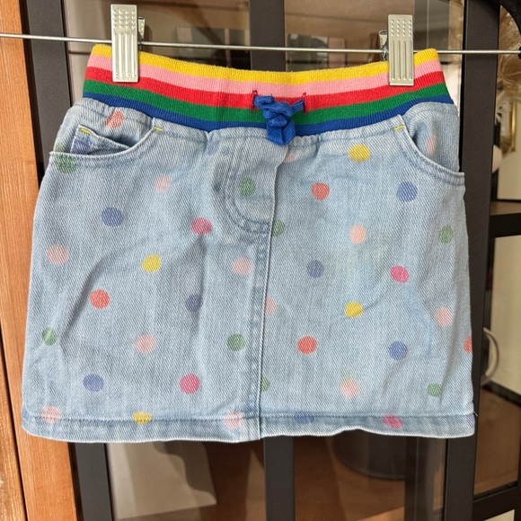 Mini Boden rainbow denim skirt rib polka dots colorful toddler girl drawstring - Picture 6 of 6